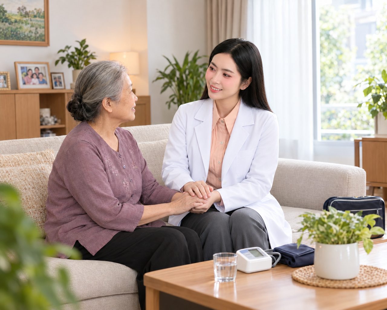 Nhân viên Trung Sơn Clinic chào khách tại nhà